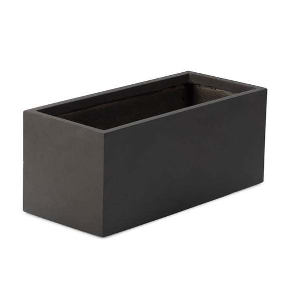 Ash & Ember 13" Short Box Charcoal Planter, Lightweight Fiberstone with Weather-Resistant Finish