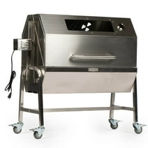 Ash & Ember 13W Stainless Steel BBQ Rotisserie Grill with Hooded Cover Glass Window, 4 RPM Rotation Speed, Rated 85 LB for Medium Game