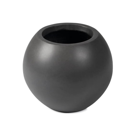 Ash & Ember 16" Round Sphere Charcoal Planter, 14 Gal Fiberstone Composite