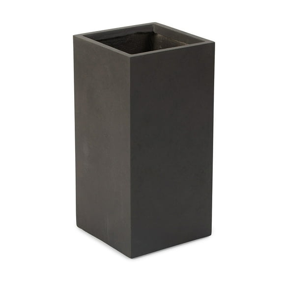 Ash & Ember 22.25" Tall Box Charcoal Planter, Lightweight Fiberstone with Weather-Resistant Finish