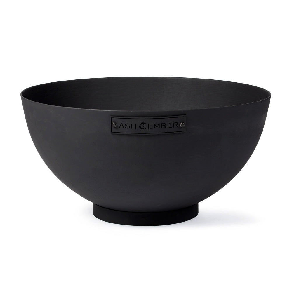 Ash & Ember 29" Hemisphere Fire Pit, Wood Burning Backyard Fireplace, Round Flat Flanged Base, Cast Iron High-Temp Black Paint Fire Bowl, Portable Outdoor Firepit Ideal for Backyard Parties, Camping