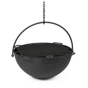 Ash & Ember 30 Cast Iron Cauldron Fire Pit Bowl with Double Hinged Grill