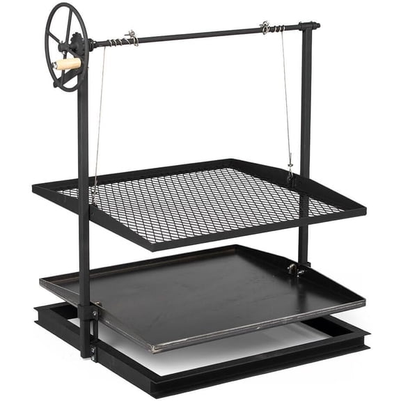 Ash & Ember Adjustable Campfire Asado Grate and Griddle, Open Flame Adjustable Wood Cooking Surface