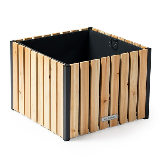 Ash & Ember Caspian Square Planter Box, 21 x 21 x 15.5, Home Dcor Evergreen Garden Bed, Weather Resistant Indoor-Outdoor Herb & Seasonal Flower Garden Box, Backyard Dcor