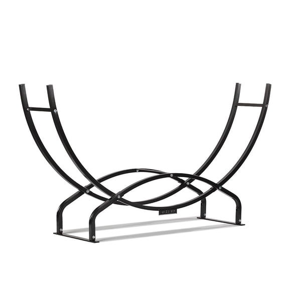 Ash & Ember Crescent Firewood Rack Curved Round 2 Level Design with Easy-to-Assemble Outdoor Lumber