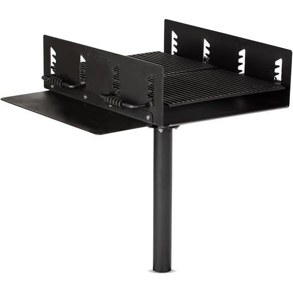 Ash & Ember Extra Large Park Style Charcoal Grill, 942 Sq. in Single Post Outdoor Grill, Two Dual Adjustable Grates with Spring Handles & Side Shelf, Barbeque Grill for Camping & Backyard