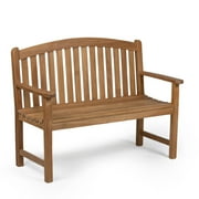 Ash & Ember Grade A Teak 48 Bow-Back Bench, Indoor Outdoor Solid Wood Patio Furniture, Seats 2 People Comfortably, Tightly Spaced Slats, Weather Resistant Furniture