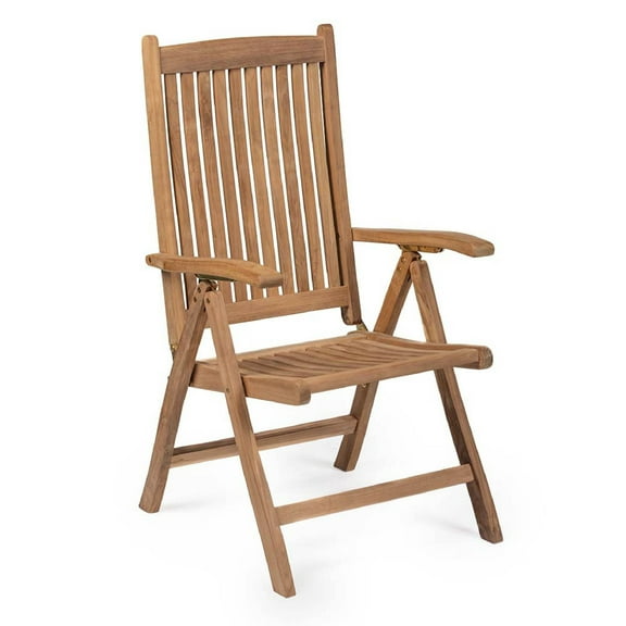 Ash & Ember Grade A Teak Square Back Folding Armchair, Patio Lounge Chair for Deck, Porch, or Backyard Indoor Outdoor Use, Weather Resistant, Gently Curved Seat and Back with Vertical Slats