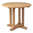 thumbnail image 1 of Ash & Ember Grade A Teak 35" Round Dining Table, Indoor Outdoor Solid Wood Patio or Porch Dining, Slatted Surface, Fits 3 People Comfortably, Weather-Resistant Furniture, Umbrella Hole, 1 of 6