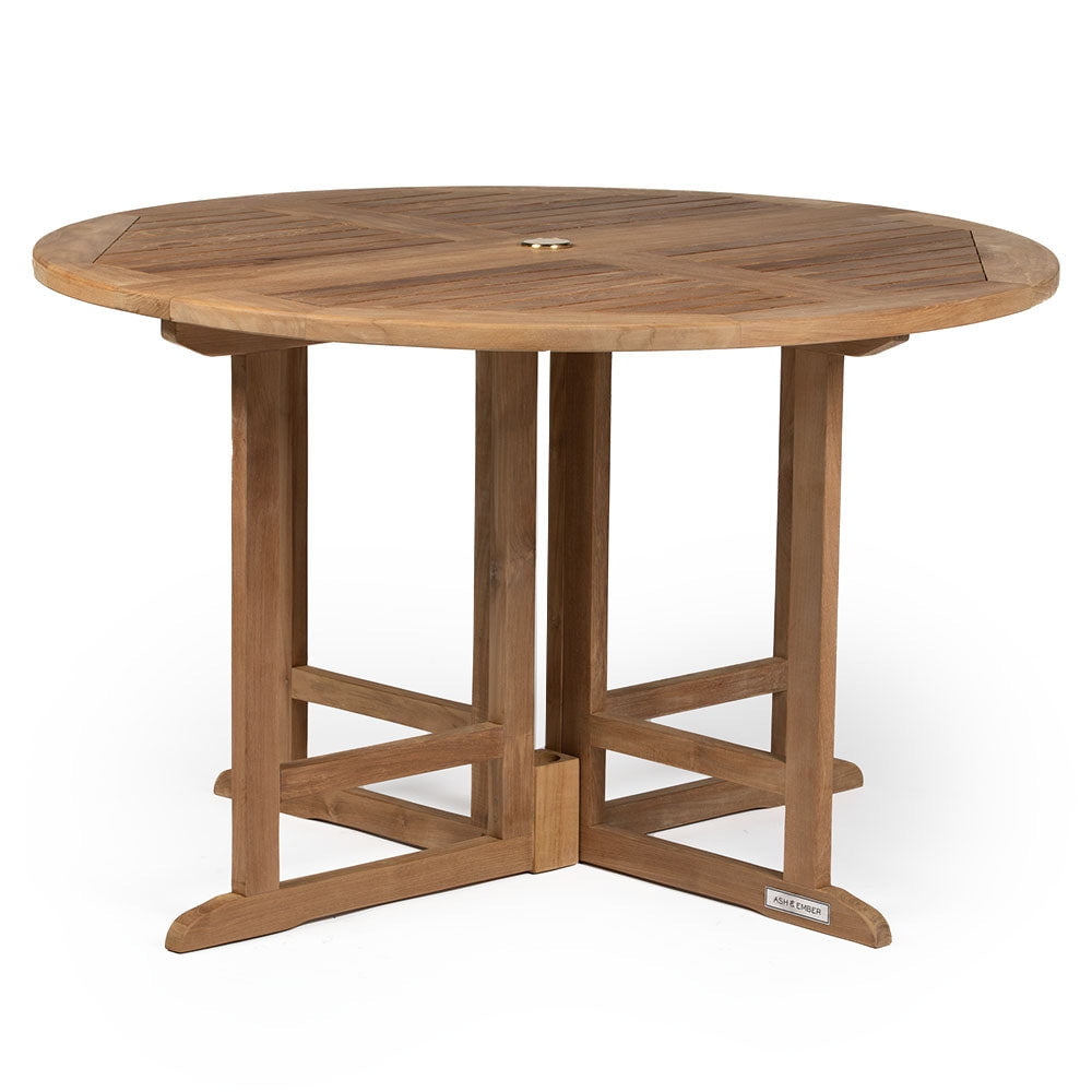 Ash & Ember Luna Grade A Teak 47" Round Dining Table, Drop Leaf Design ...