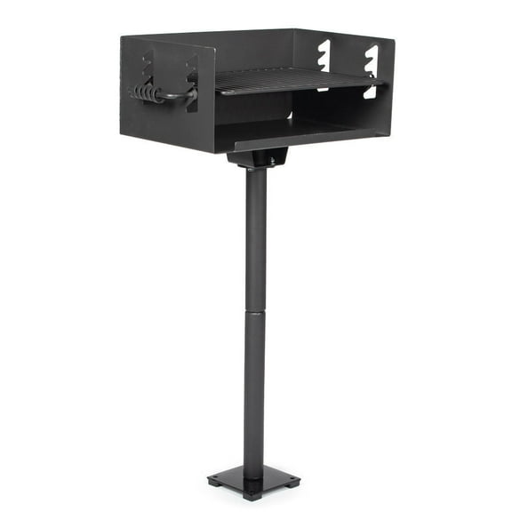 Ash & Ember Park-Style Grill Adjustable Steel Charcoal Grill with Base Anchor Single Post