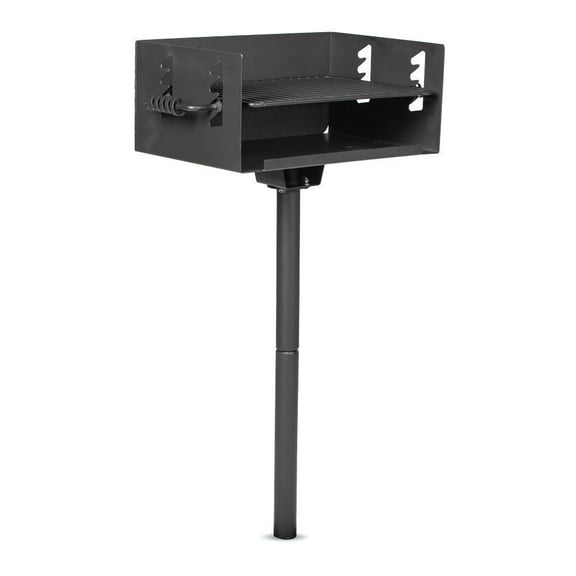 Ash & Ember Park-Style Grill, 384 Sq. In Jumbo Charcoal Grill, Single Post Outdoor Cooking Backyard BBQ, Camp Grilling Barbecues