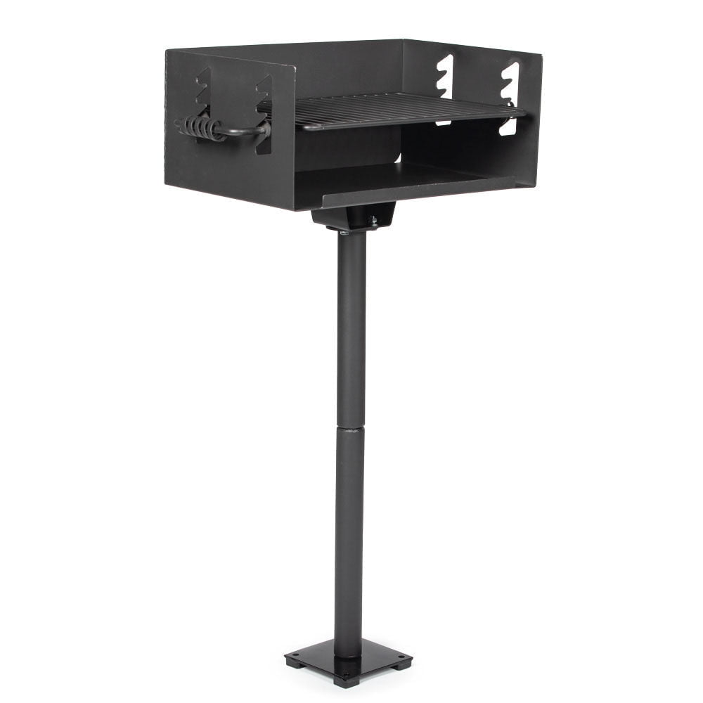 Ash & Ember Park-Style Grill Adjustable Steel Charcoal Grill with Base Anchor Single Post