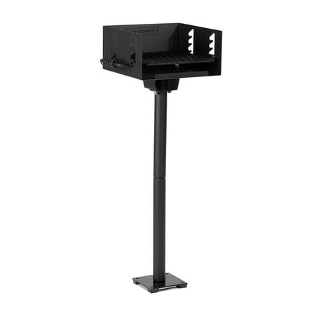 Ash & Ember Park-Style Grill V2, 256 Sq. In Charcoal Grill with Base Anchor, 16.5x16x8, Single Post Outdoor Cooking Grill, Backyard BBQ, Camp Grilling Barbecues, Small-Sized Parties