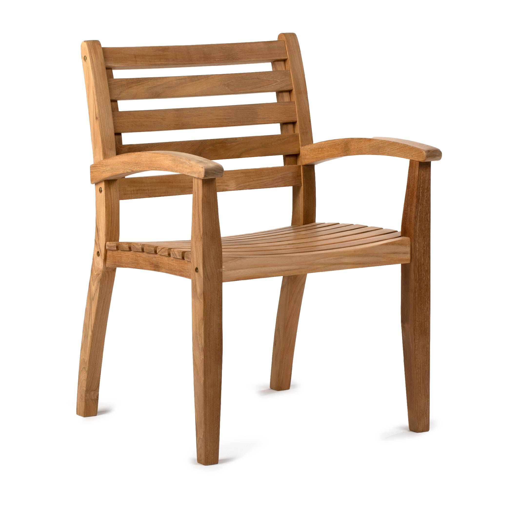 Ash & Ember Sandhill Grade A Teak Dining Armchair, Smooth Contoured