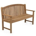 thumbnail image 1 of Ash & Ember Solstice 5 FT Grade A Teak Outdoor Bench, Weather Resistant Outdoor Furniture, Outdoor Patio Furniture with Bow Back Design & Contoured for Comfort, Porch Bench Seats 2 People, 1 of 6