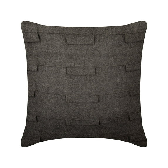 Ash Grey Throw Pillow Cover Couch, Pintucks Loop Pillow Cover, 14x14 inch (35x35 cm) Throw Pillow Cover, Square Felt Pillowcase, Modern, Solid Color - Grey Sophistication