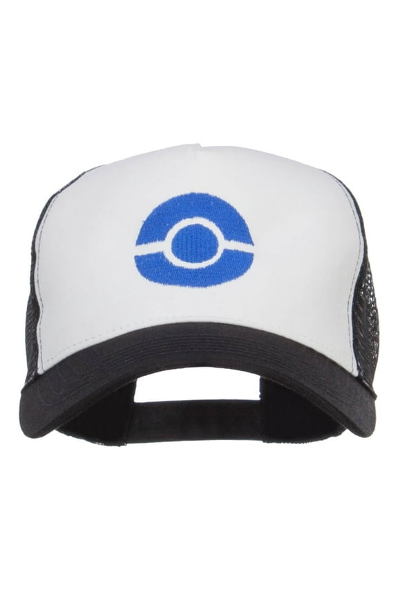 Ash Ketchum Embroidered Mesh Cap - White Black OSFM
