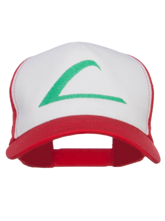 Ash Ketchum League Expo Embroidered Mesh Cap - White Red OSFM