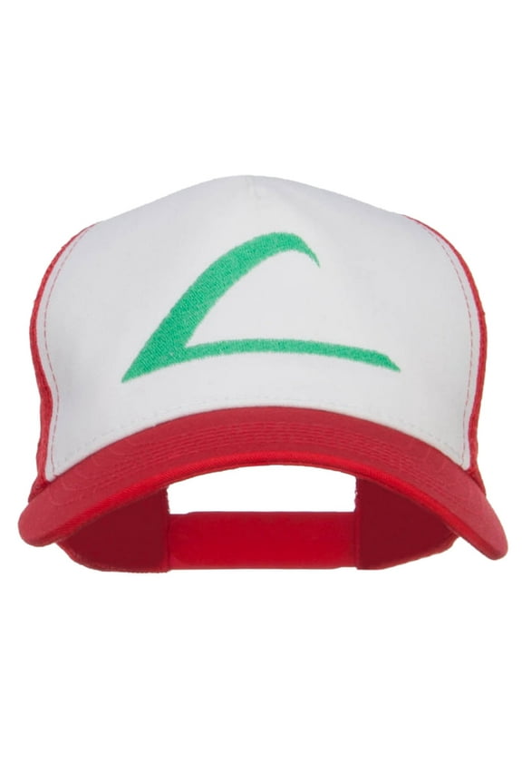 Ash Ketchum League Expo Embroidered Mesh Cap - White Red OSFM