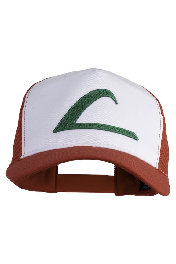 Ash Ketchum League Expo Patched 5 Panel Pet Spun Mesh Cap - White Red OSFM