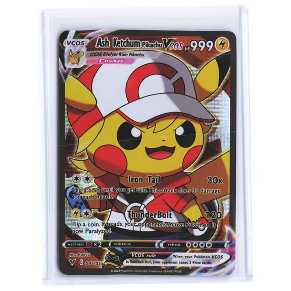Ash Ketchum Pikachu Vcos Etched FA #45/55 2023 English Pokemon Trading Card