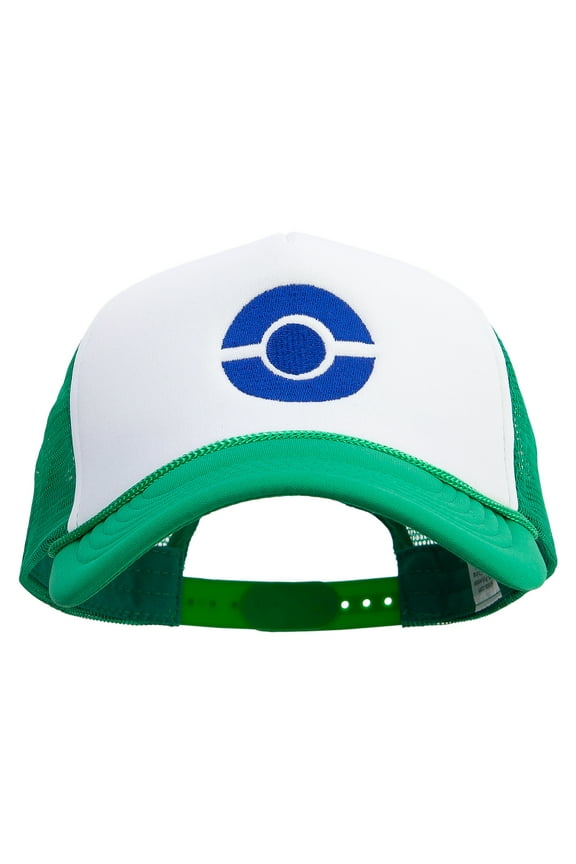 Ash Ketchum Poke Ball Big Size Embroidered Big Foam Mesh Truck Cap - Kelly XL-3XL