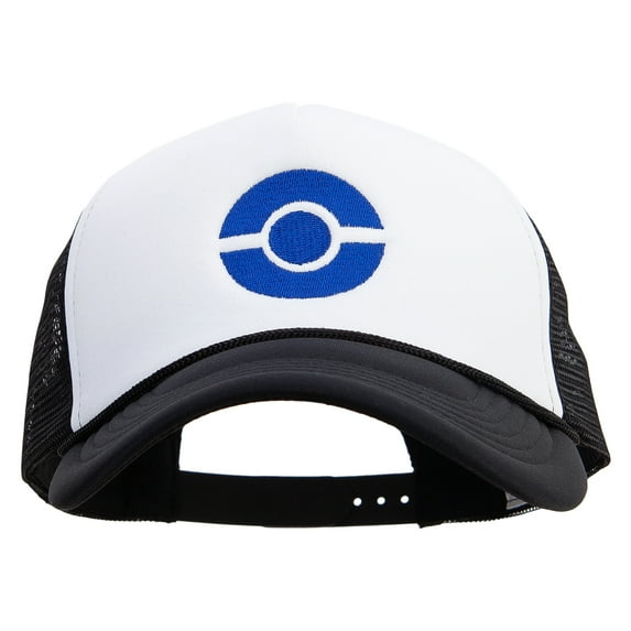 Ash Ketchum Poke Ball Big Size Embroidered Big Foam Mesh Truck Cap - White Black XL-3XL