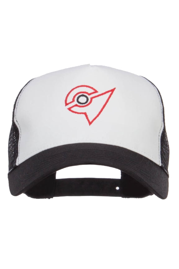 Ash Ketchum Unova League Embroidered Mesh Cap - White Black OSFM