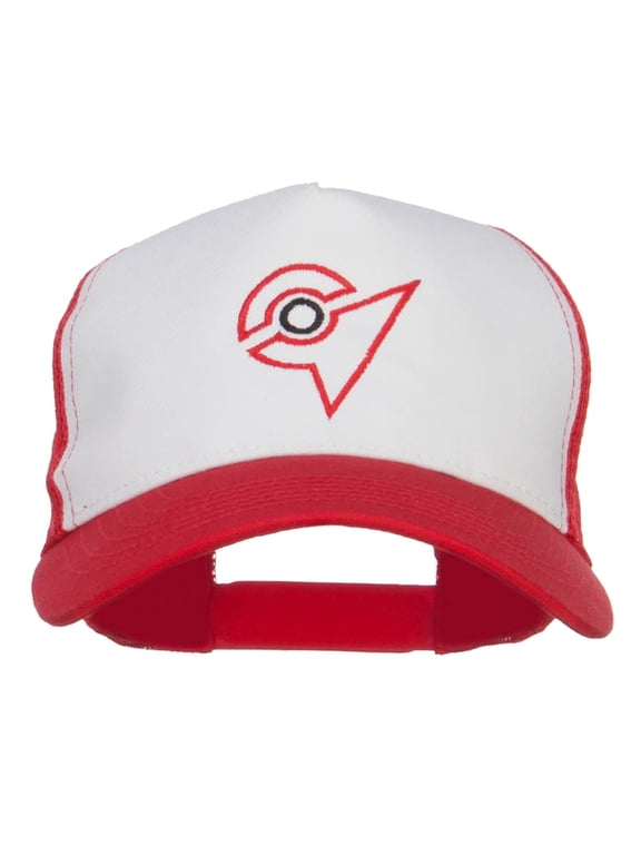 Ash Ketchum Unova League Embroidered Mesh Cap - White Red OSFM