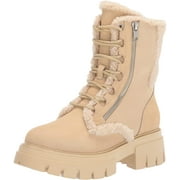 Ash Lets Fur Vanilla Pull On Lace Up Side Zipper Round Toe High Biker Boots (Vanillla/Ivory, 11)