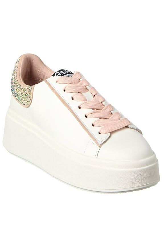 Moby Strass Leather Sneaker, 40, White
