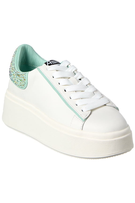 Moby Strass Leather Sneaker, 41, White