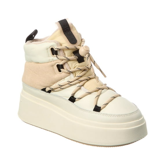 Ash Montana Suede Platform Booties, 41, White