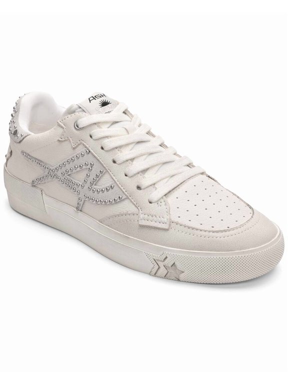 Moonlight Studs Leather Sneaker, 35, White