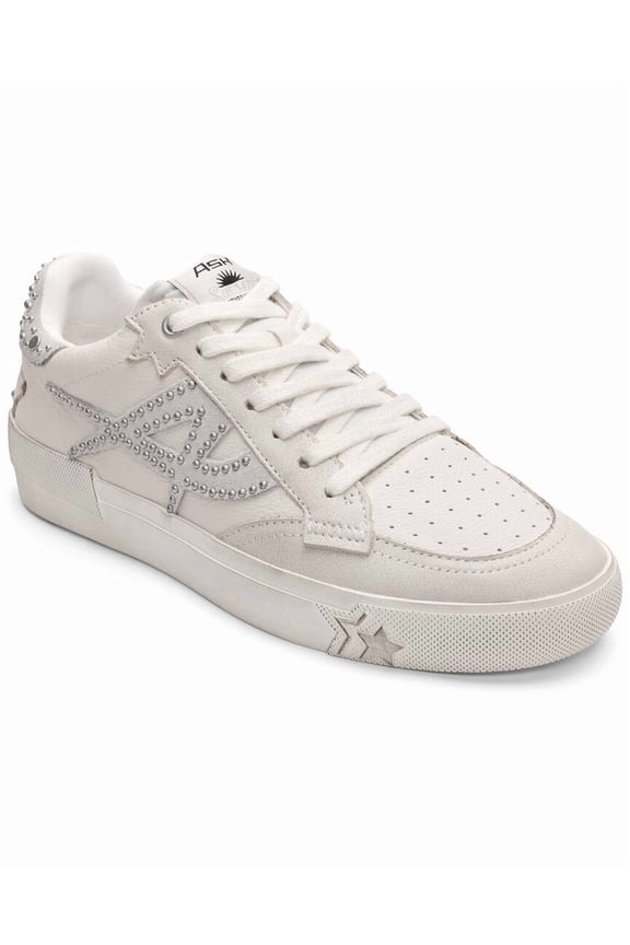 Moonlight Studs Leather Sneaker, 37, White