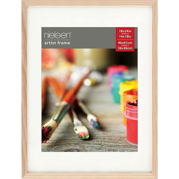 Ash Natural GALLERY-CANVAS DEPTH matted wood frame 18x24 14x18 by Gallery Solutions - 18x24