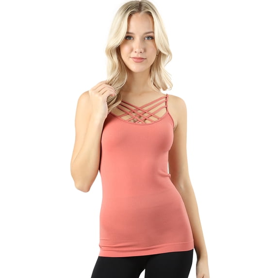 Ash Rose Seamless Triple Criss-Cross Front Cami (1X/2X)