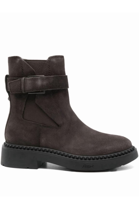 Suede Ankle Boots With Strap Detail Black (Women's)