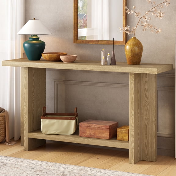 Ash Wood Veneer Console Table With A Modern Aesthetic For Contemporary Home Frame Reliable Support