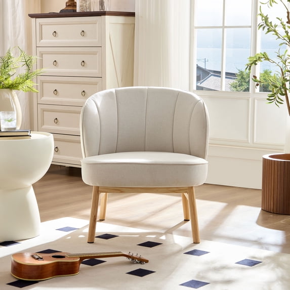 Ash Wooden Frame Upholstered Lounge Shell Chair,Modern Chair 1PC Comfor Chairs for Living Room,Coffee Shop,Office