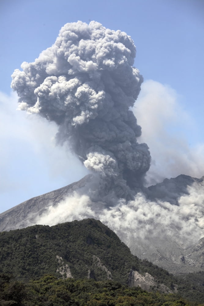 Ash cloud eruption from Sakurajima volcano Japan Canvas Art - Richard RoscoeStocktrek Images (23 x 35)