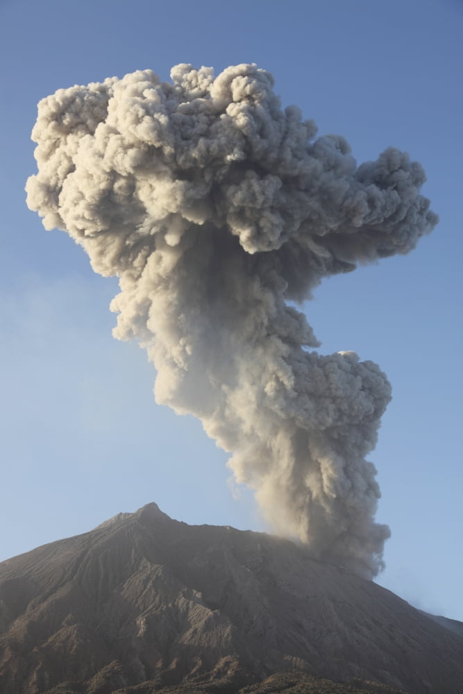 Ash cloud following explosive Vulcanian eruption Sakurajima Volcano Japan Canvas Art - Richard RoscoeStocktrek Images (23 x 35)
