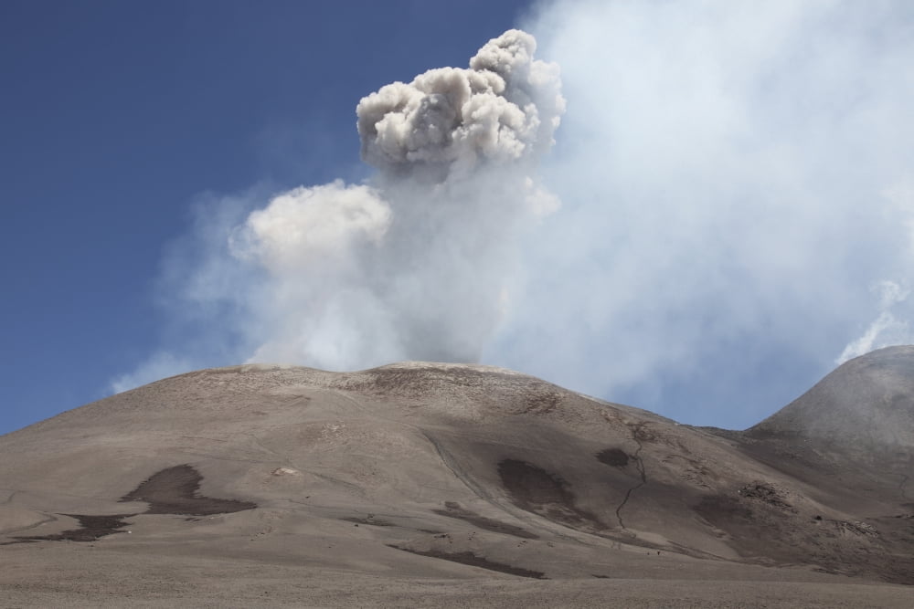 Ash cloud from Bocca Nuova crater Mount Etna volcano Sicily Italy Canvas Art - Richard RoscoeStocktrek Images (18 x 12)
