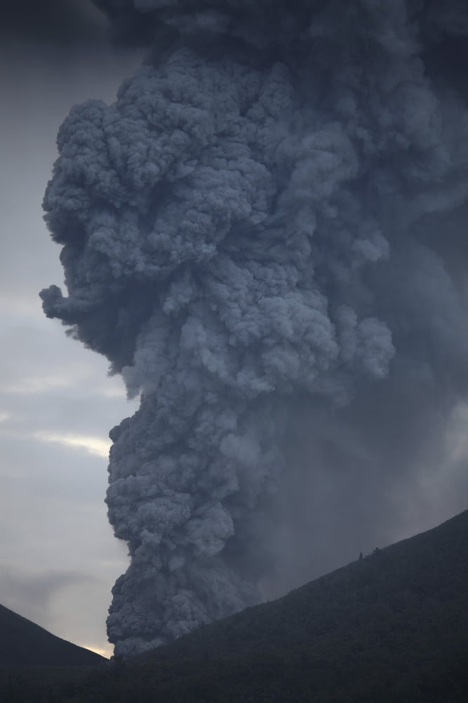 Ash cloud rising from Tompaluan crater at Lokon-Empung volcano Indonesia Canvas Art - Richard RoscoeStocktrek Images (23 x 35)