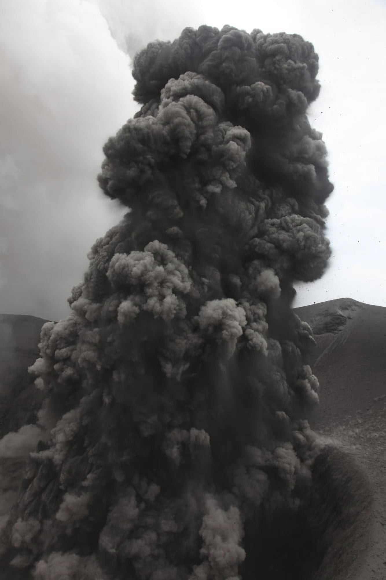 Ash cloud rising from summit craters Yasur Volcano Tanna Island Vanuatu Canvas Art - Richard RoscoeStocktrek Images (23 x 35)