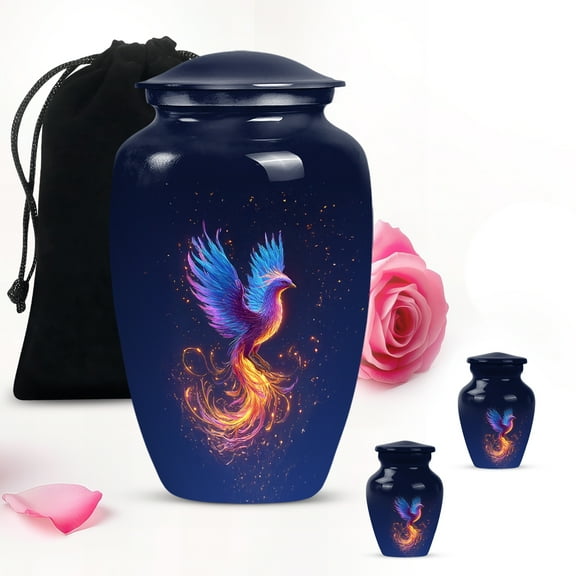 Ash fire Phoenix Handcrafted Urns for Human Ashes Adult Dad - Large Memorial Urn for Ashes Adult Mom - Keepsake Urn for Burial - Cremation Urns for Decorative - 10Inch and 3Inch