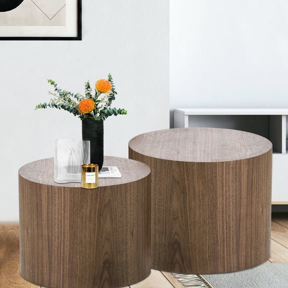 With Ash/oak Veneer Coffee Tables, Round Shape For Living Room, Bedroom, Office, Versatile, No Assembly Needed, Long-lasting Stability Of 2 And Natural Veneer, Multi-functional Different Spaces,