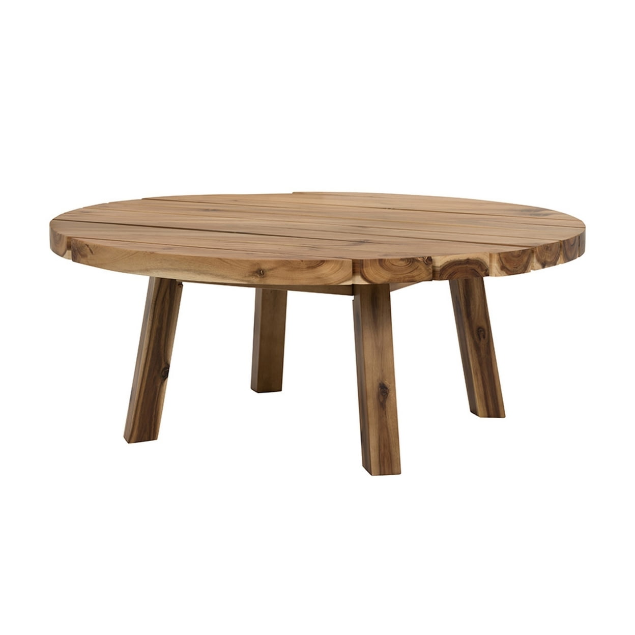 Asha 35 Inch Round Coffee Table, Acacia Wood, Grain Details, Natural ...