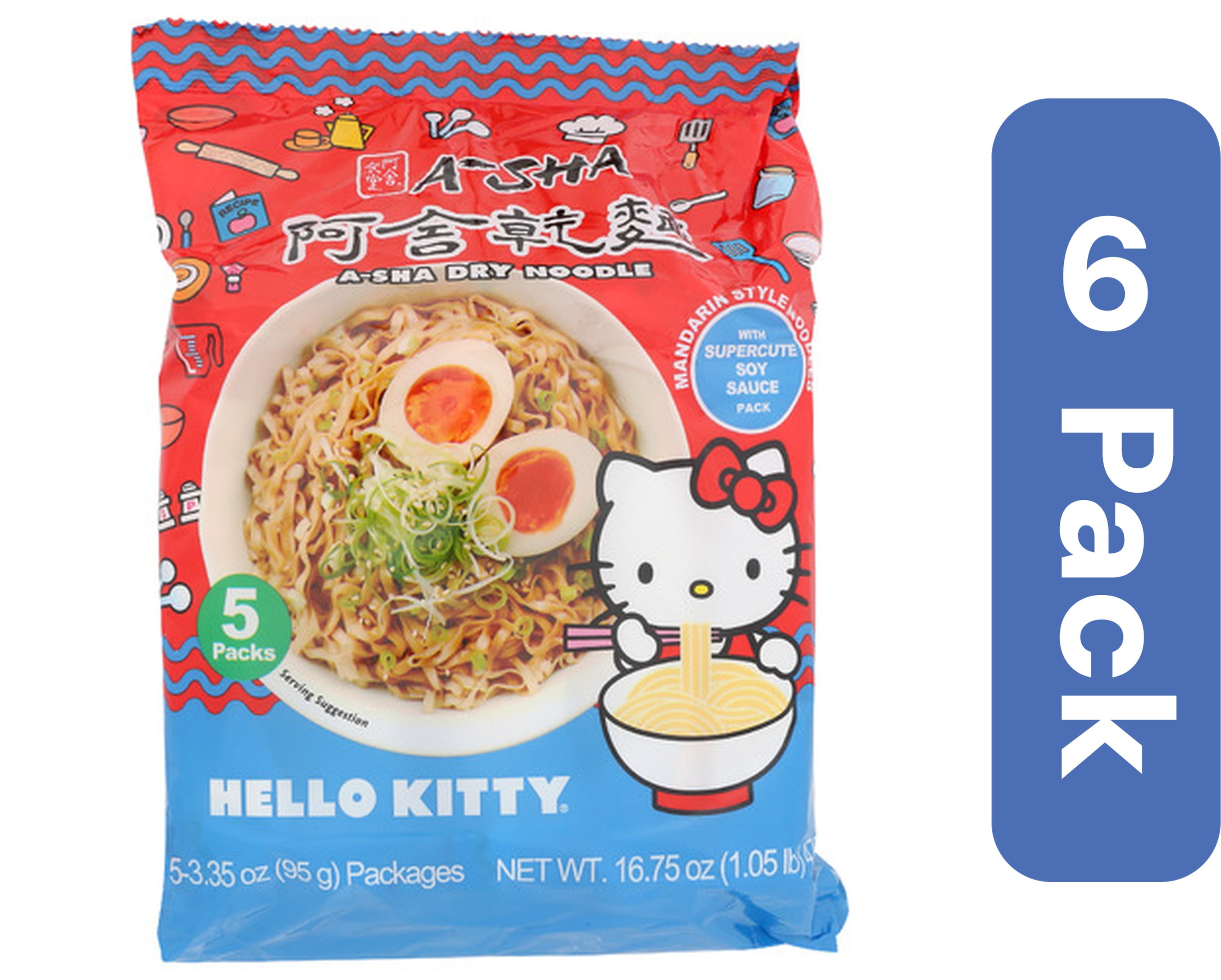 Asha Dry Hakka Spicy Soy Noodles 16.75 oz (Pack of 6)